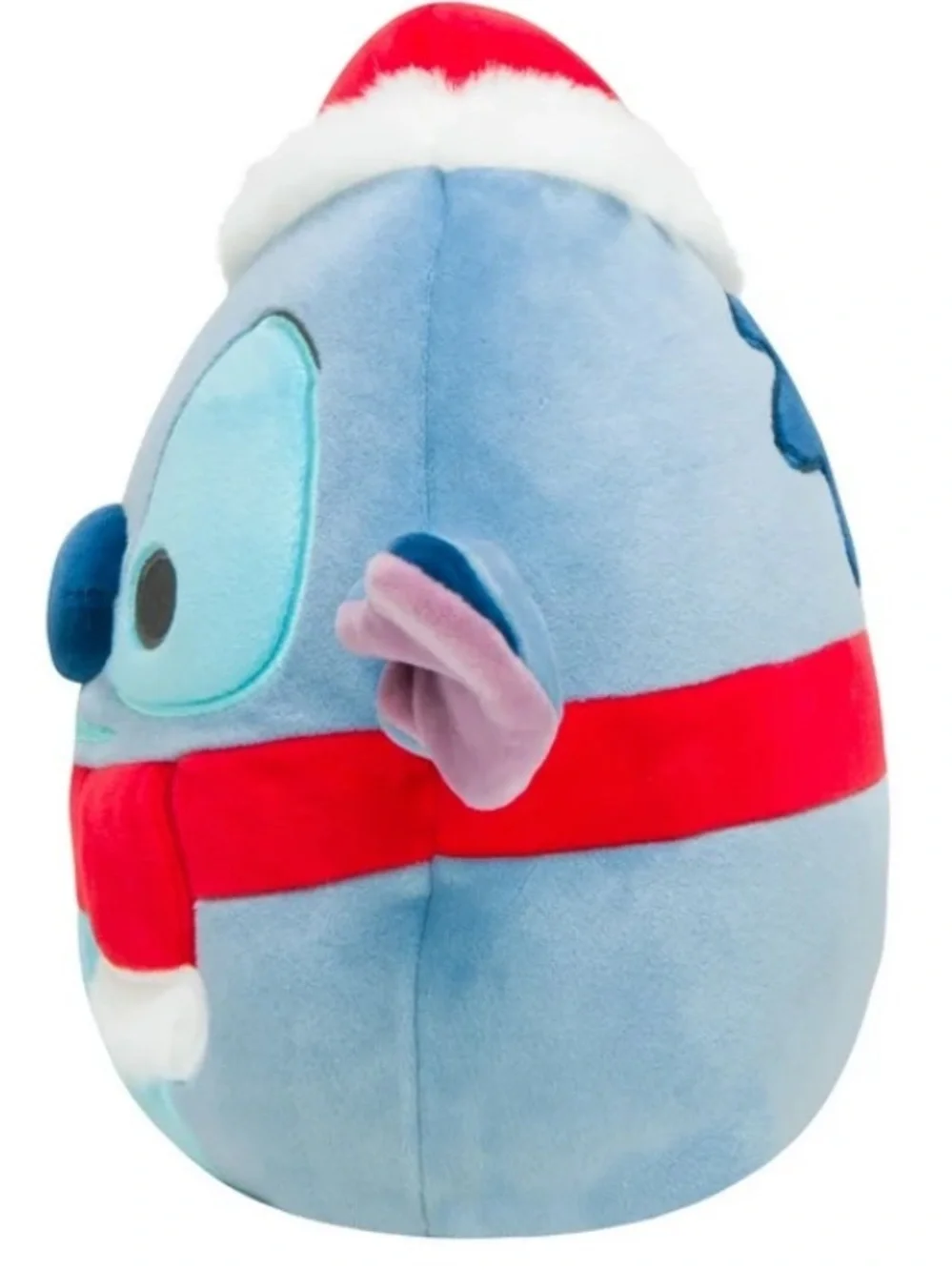 Disney Squishmallow Blue Stitch Plush with Red Santa Hat and Scarf